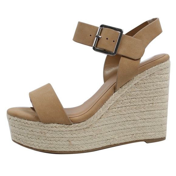 Shoes - Natural Open Toe Ankle Strap Espadrille Platform